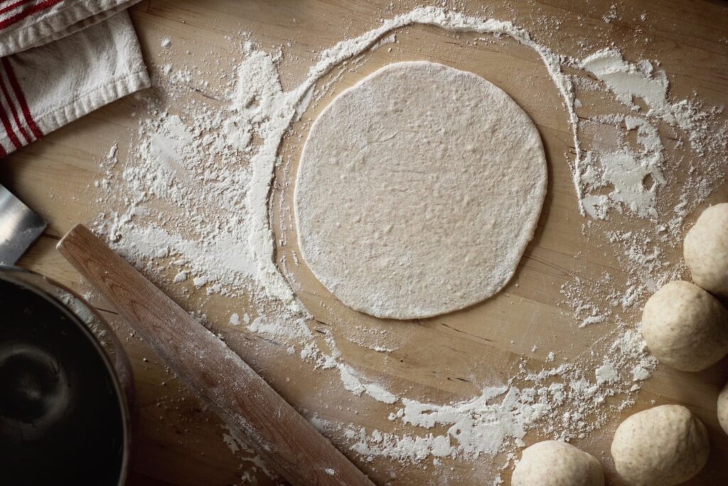 bread dough after rolling out