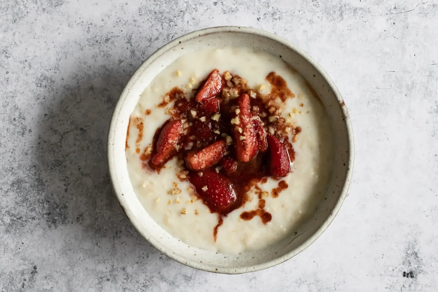 oatmeal with strawberries from overhead