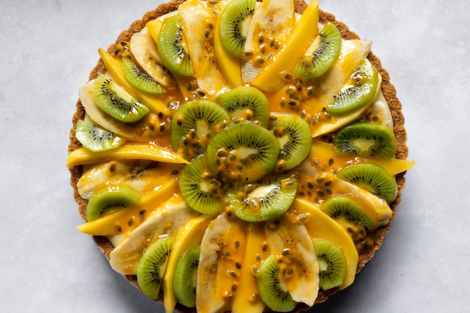 fruit tart with tropical fruit