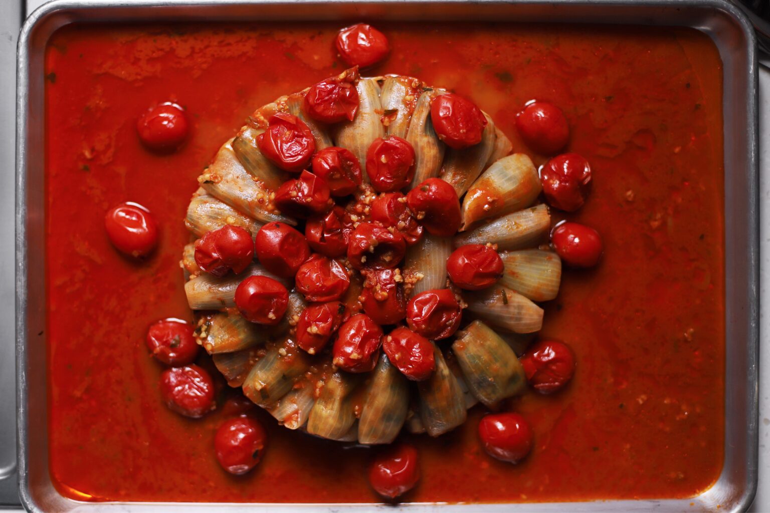 stuffed onions with cherry toatoes