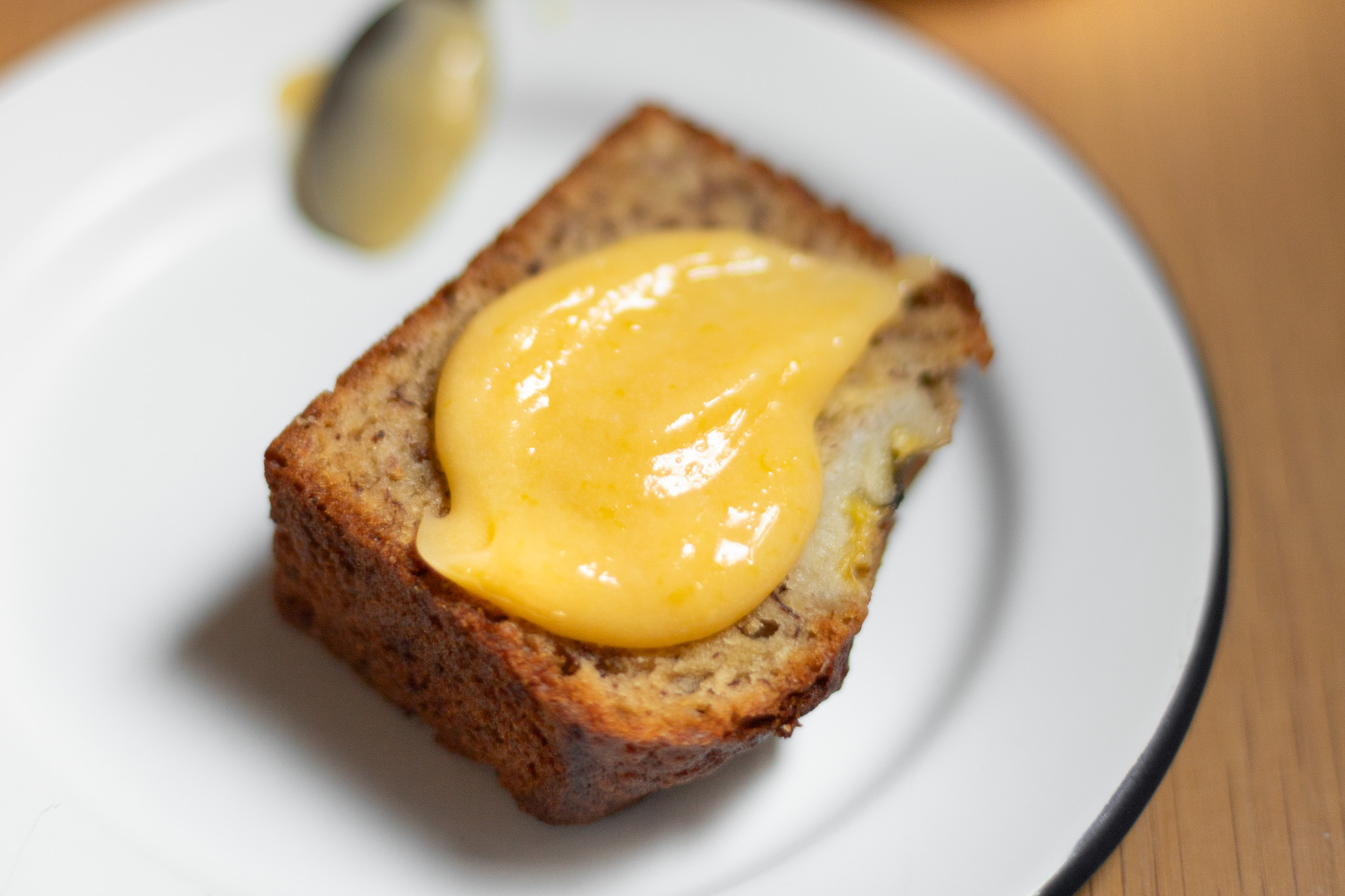 Lemon curd on banana bread