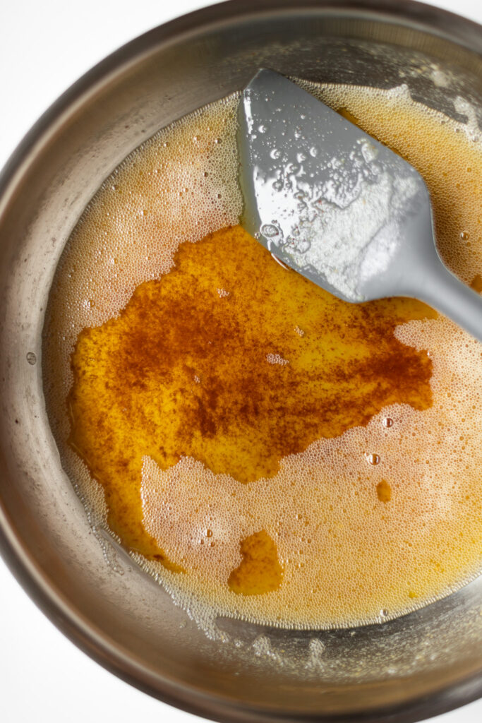 browned butter in a pan