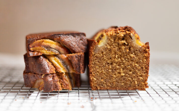sliced brown butter banana bread