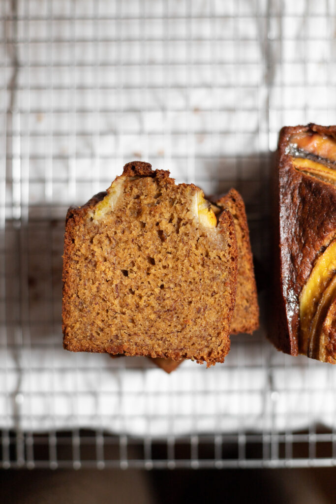 sliced brown butter banana bread