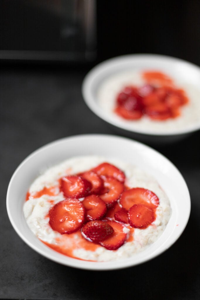 egg white oatmeal with strawberries on top