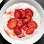 egg white oatmeal with strawberries on top