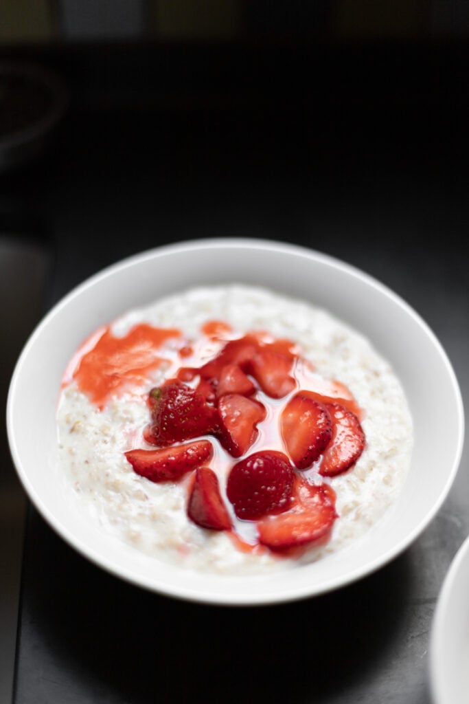 egg white oatmeal with strawberries on top